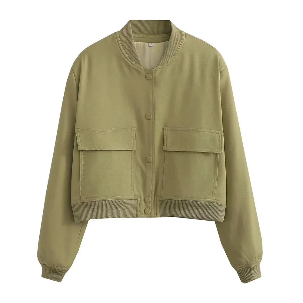 Veste Bomber à Col Montant pour Femme