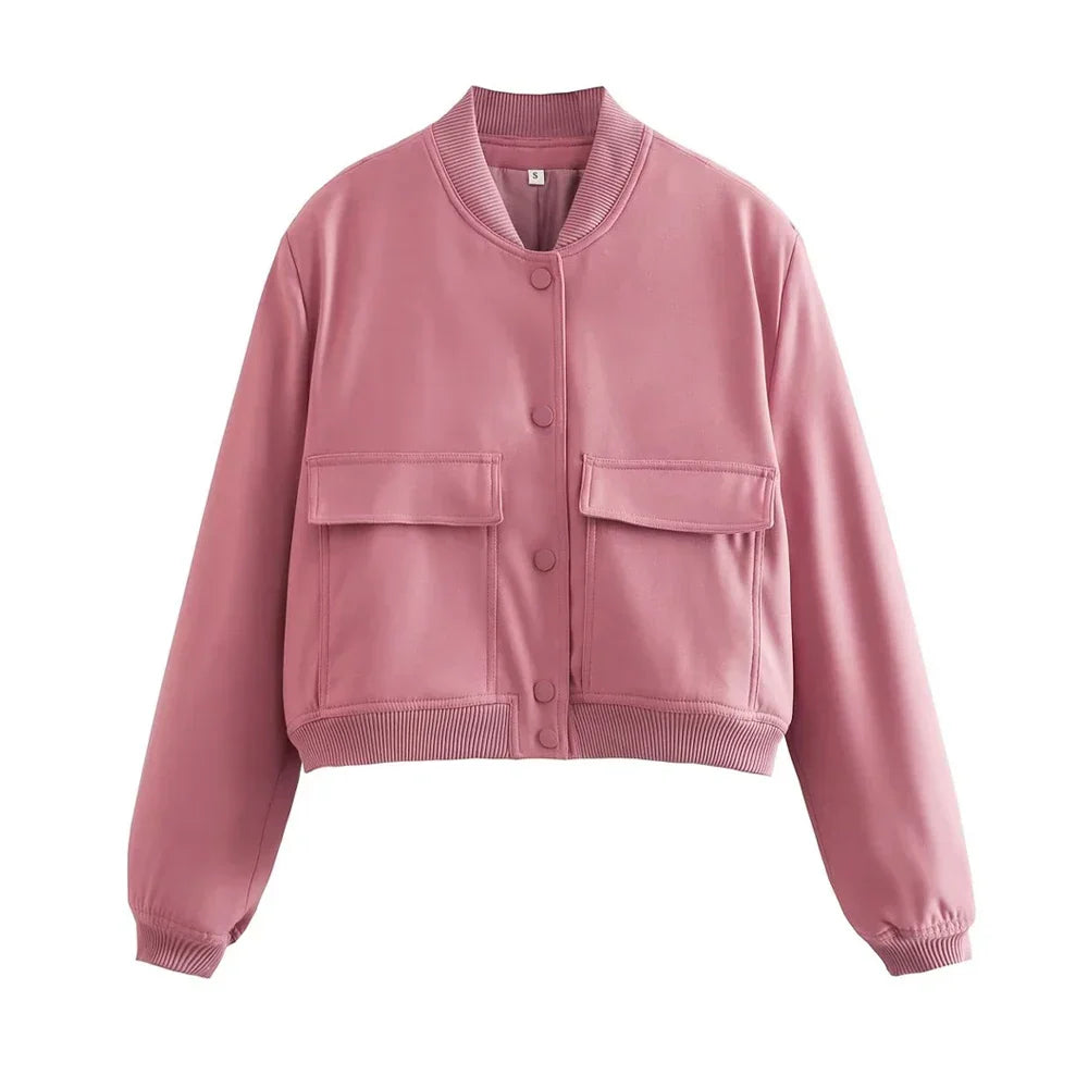 Veste Bomber à Col Montant pour Femme