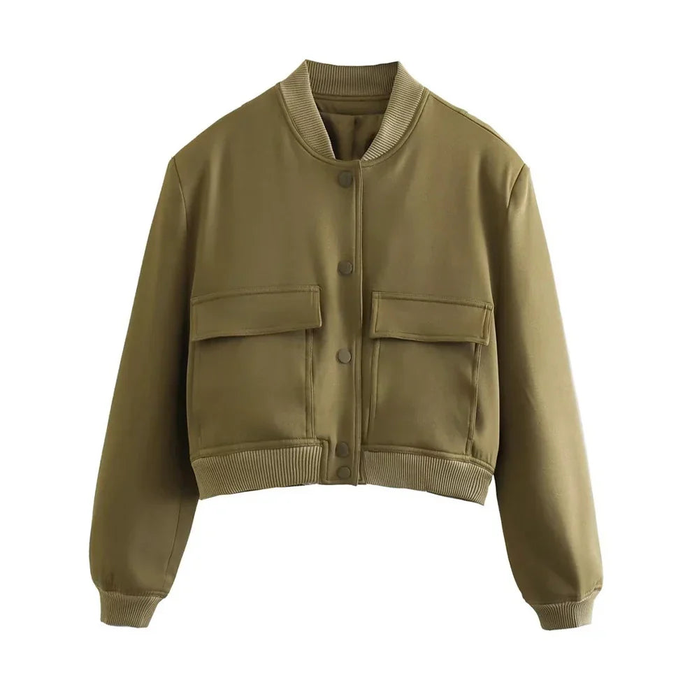 Veste Bomber à Col Montant pour Femme