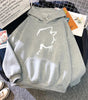 Sweat à Capuche Imprimé Chat Style Minimaliste pour Femmes