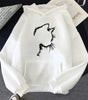 Sweat à Capuche Imprimé Chat Style Minimaliste pour Femmes