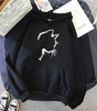 Sweat à Capuche Imprimé Chat Style Minimaliste pour Femmes