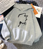 Sweat à Capuche Imprimé Chat Style Minimaliste pour Femmes