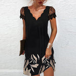 Short Sleeve Mini Dress with Scalloped Neckline for Women