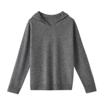 Pull en Laine à Capuche et Col en V pour Femme