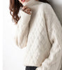 Pull Oversize Torsadé Manches Longues à Col Roulé pour Femme