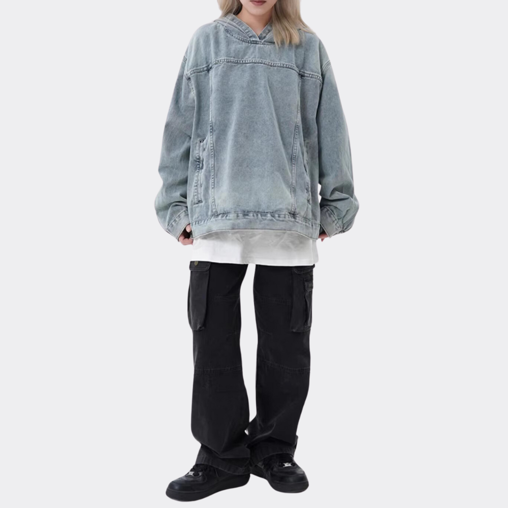 Chemise en Denim à Capuche pour Femme