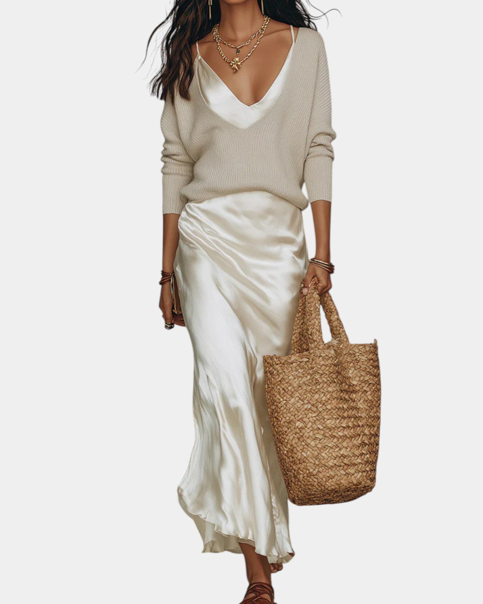 Ensemble Pull et Robe en Satin pour Femme | Idéal pour le Quotidien