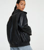Blouson Bomber en Cuir Oversize pour Femmes