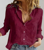 Chemise en Lin Décontractée à Manches Longues pour Femmes