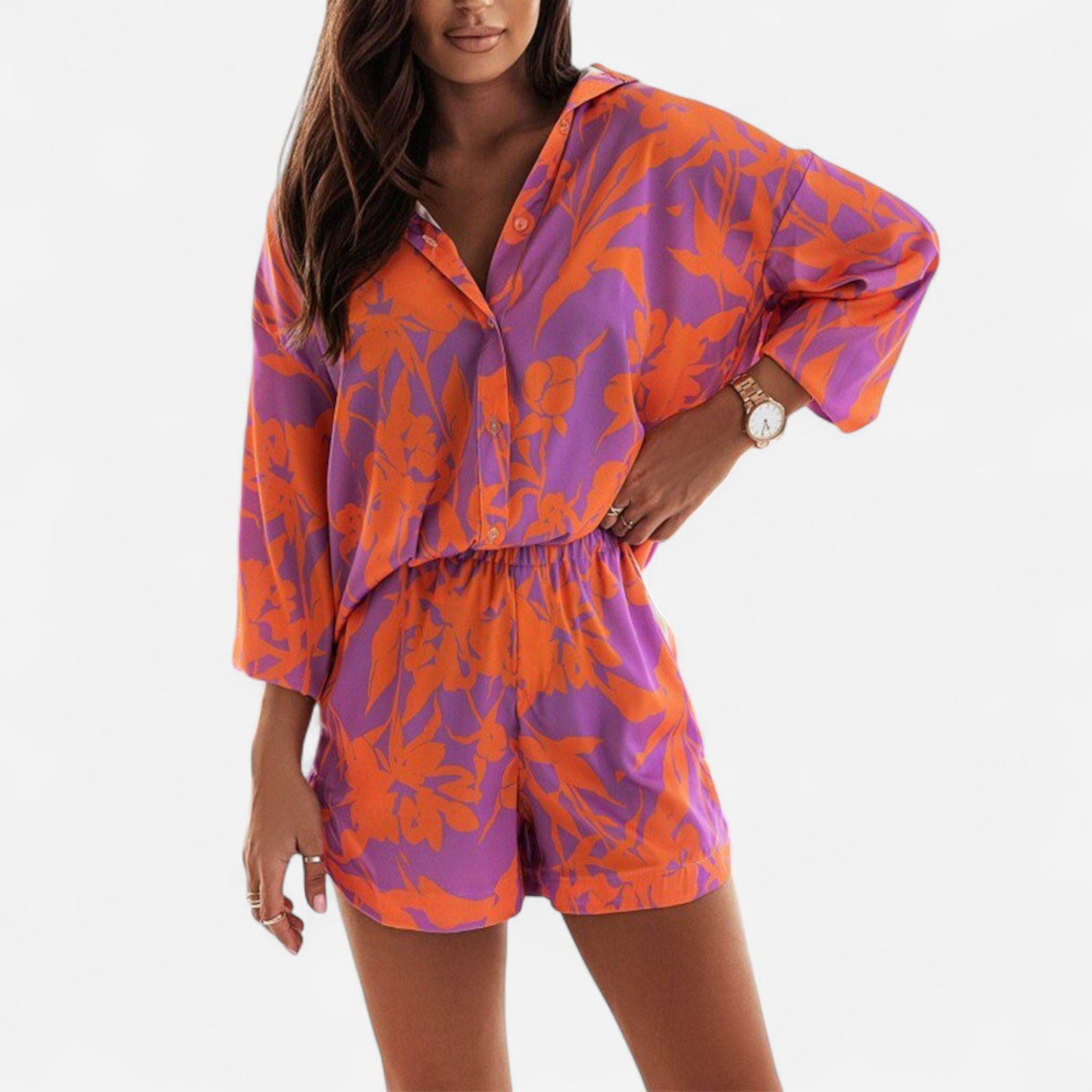 Ensemble Chemise Boutonnée et Shorts pour Femme