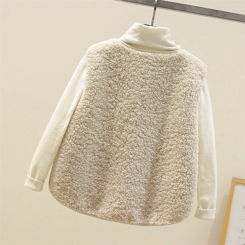 Gilet Sans Manches en Sherpa Effet Mouton pour Femme