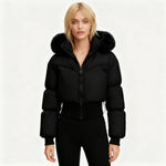 Elegant Short Jacket with Removable Hood for Women