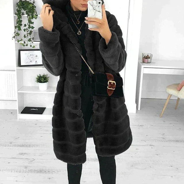 Manteau Long en Fausse Fourrure Pour Femmes