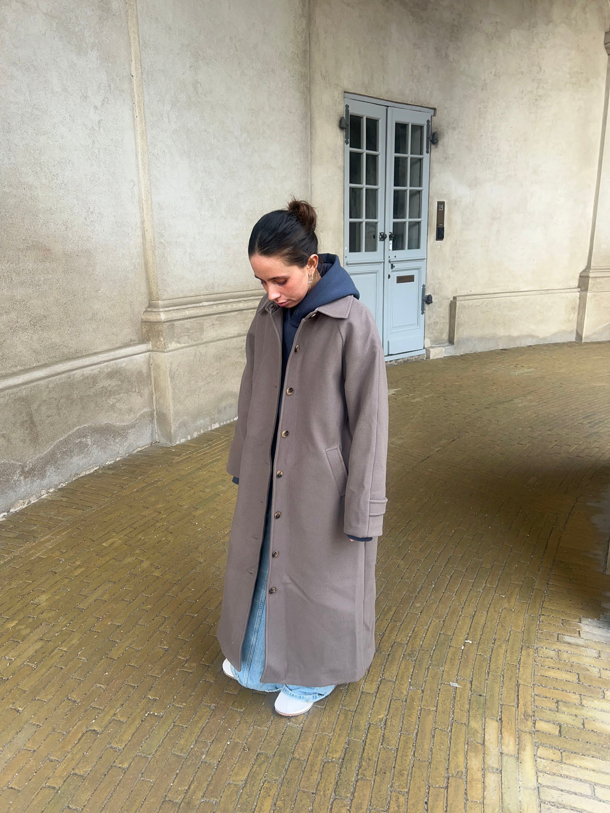 Manteau Long Polo Col pour Femme