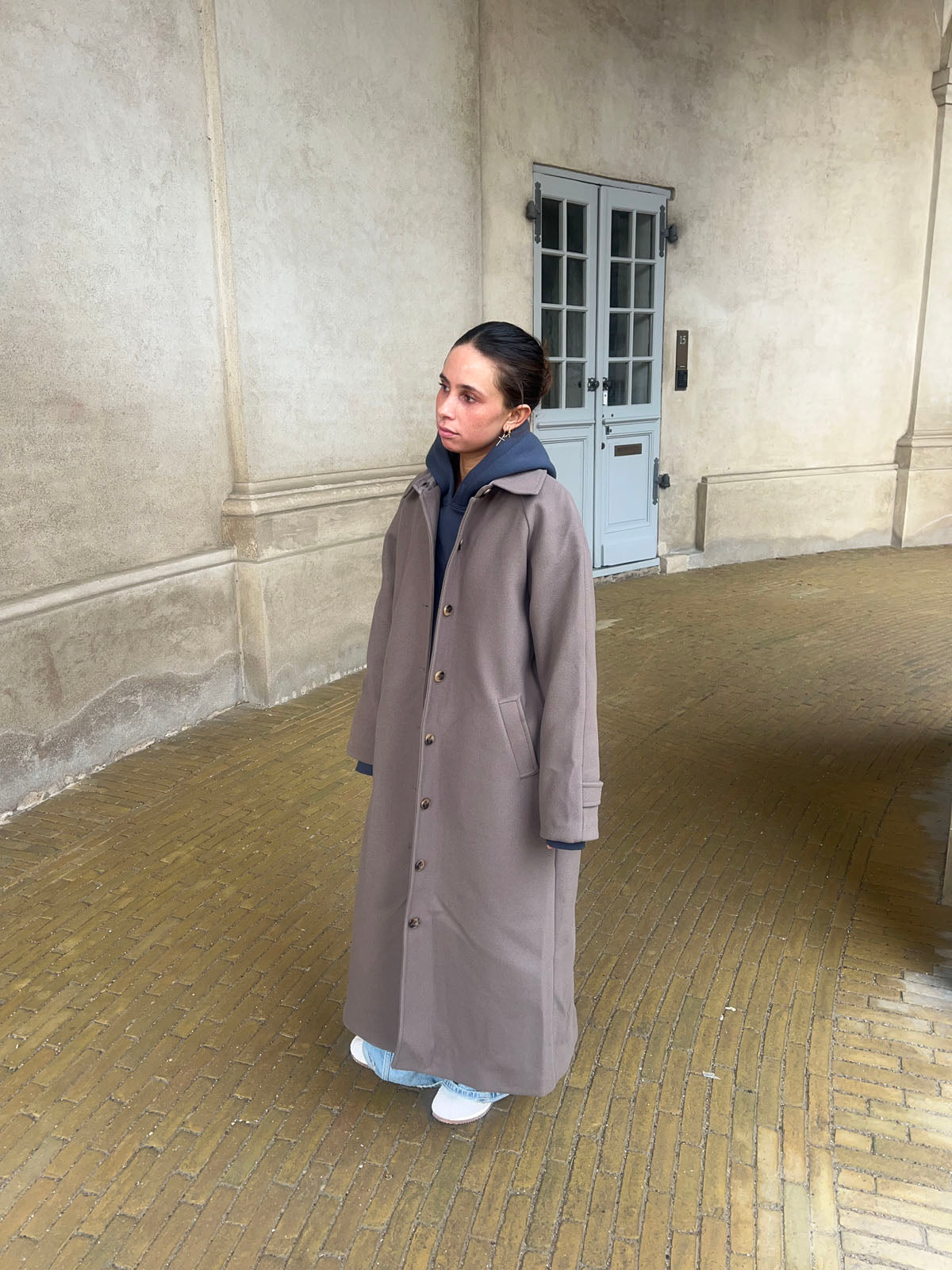 Manteau Long Polo Col pour Femme