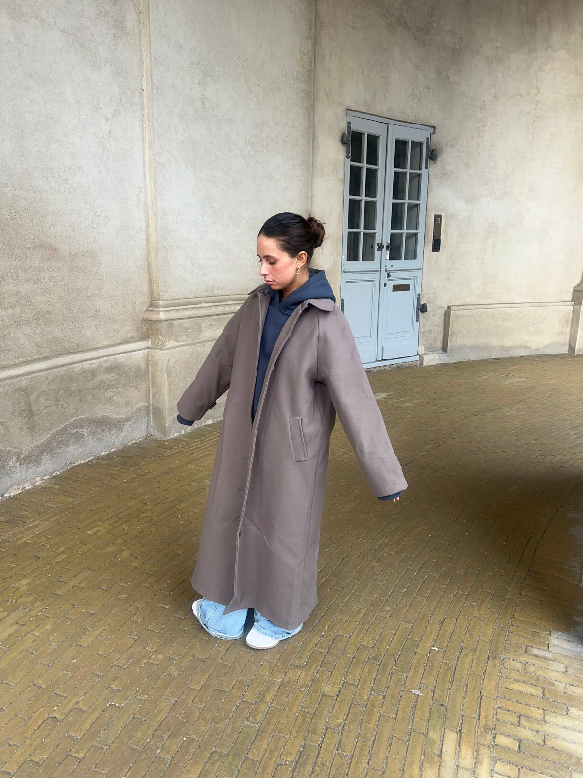 Manteau Long Polo Col pour Femme