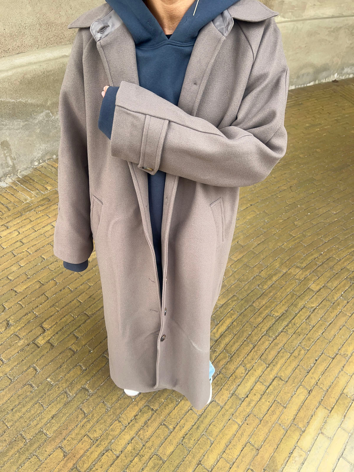 Manteau Long Polo Col pour Femme