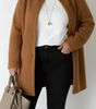 Cardigan Long Oversize en Maille à Col Rond pour Femme