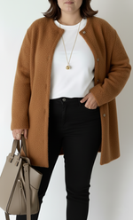 Cardigan Long Oversize en Maille à Col Rond pour Femme