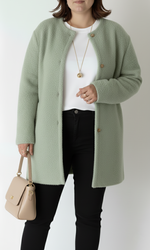 Cardigan Long Oversize en Maille à Col Rond pour Femme
