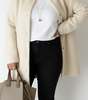 Cardigan Long Oversize en Maille à Col Rond pour Femme