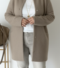 Cardigan Long Oversize en Maille à Col Rond pour Femme