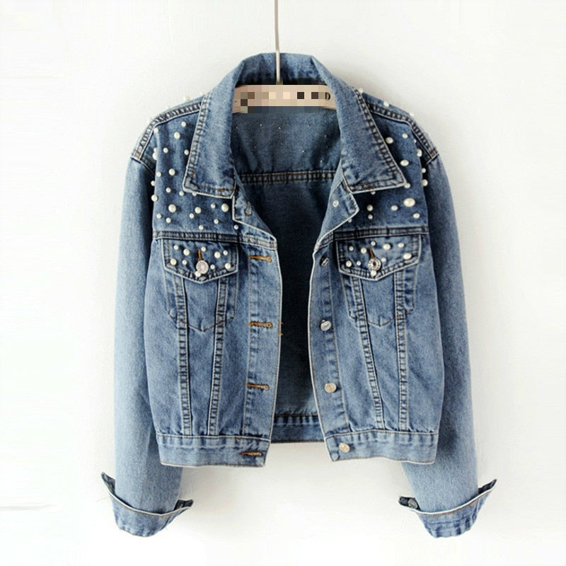 Veste en Jean Perles Stylées pour Femmes