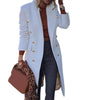 Manteau Long Boutonné Double Rangée pour Femmes