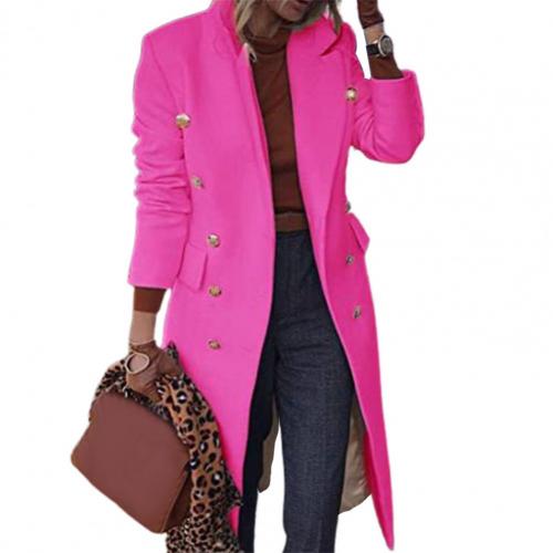 Manteau Long Boutonné Double Rangée pour Femmes