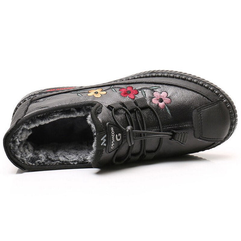 Basket Fourrée à Lacets Élastiques en Similicuir pour Femme