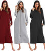 Robe de nuit zippée à capuche pour femmes