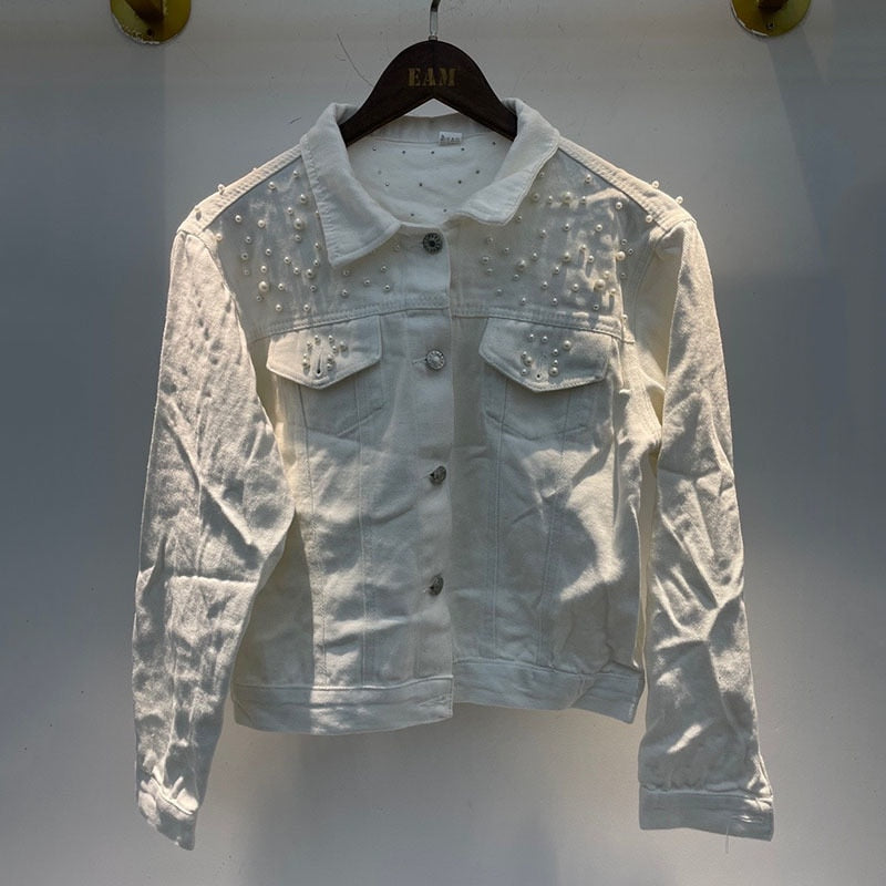 Veste en Jean Perles Stylées pour Femmes