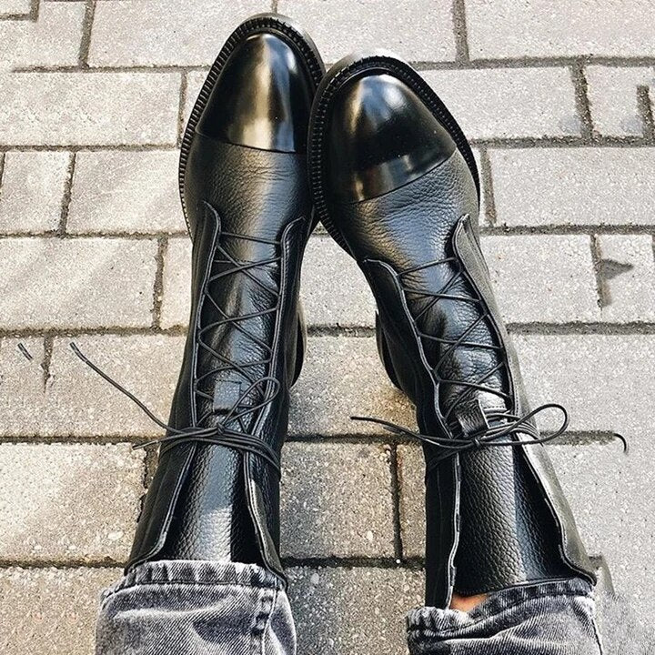 Bottines à Lacets en Cuir pour Femmes