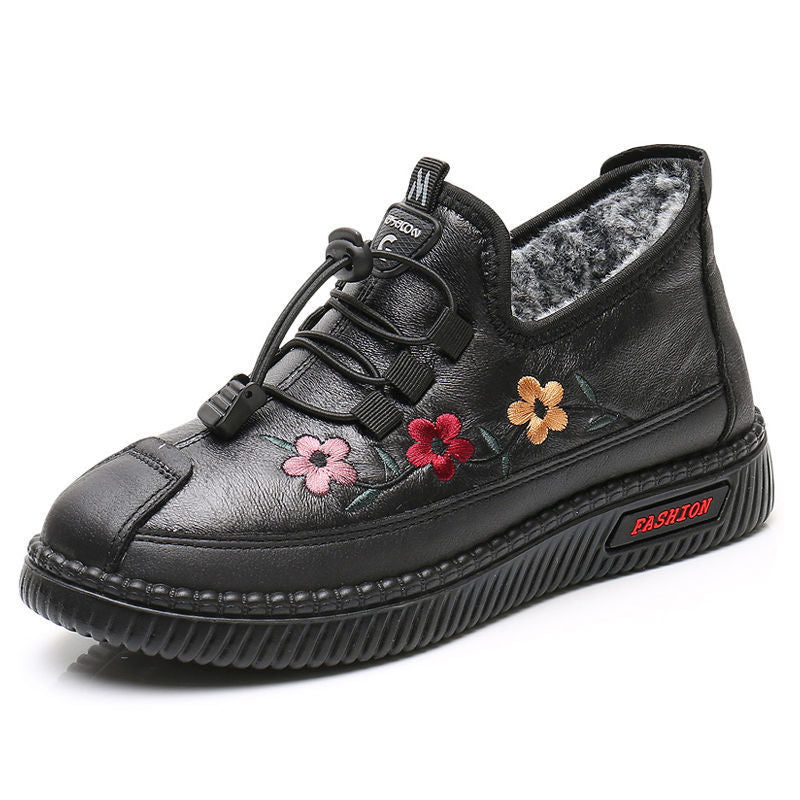 Basket Fourrée à Lacets Élastiques en Similicuir pour Femme