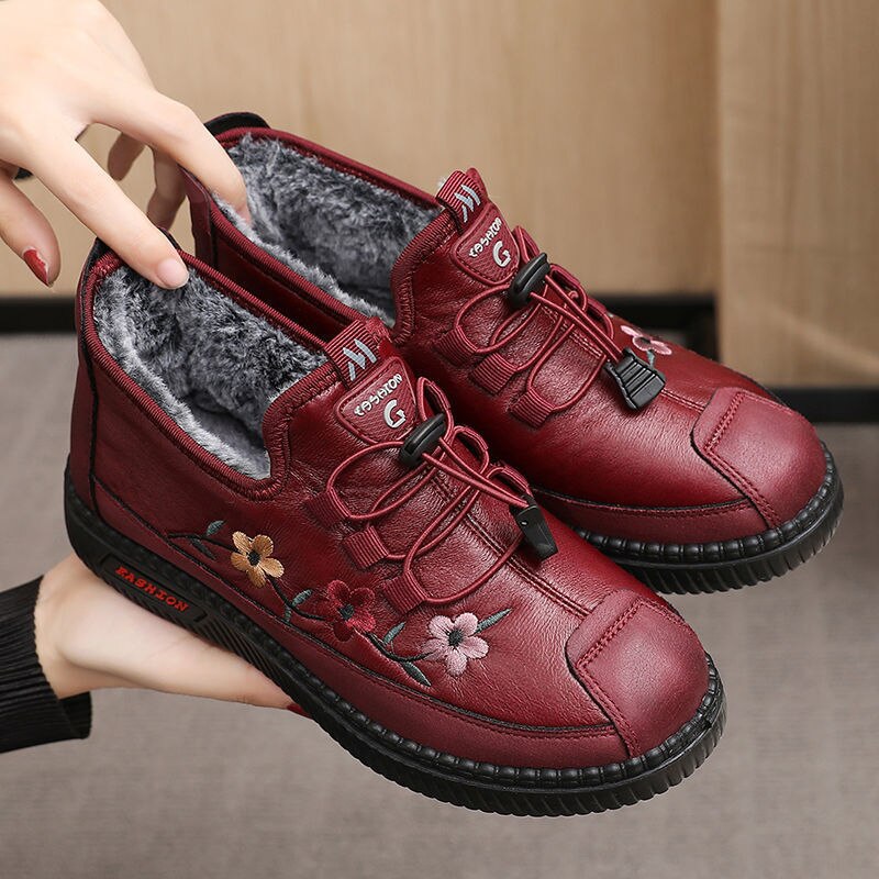 Basket Fourrée à Lacets Élastiques en Similicuir pour Femme