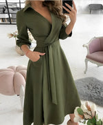 Robe Midi Élégante à Manches Longues pour Femme | Idéale pour les Occasions Spéciales