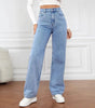 Jeans droits taille haute pour femmes