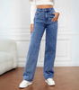 Jeans droits taille haute pour femmes