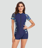 Maillot de Bain Une Pièce à Manches Courtes et Fermeture Éclair pour Femme | Idéale pour l'Été