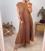Robe Longue Plissée sans Manches pour Femme | Idéale pour le Quotidien