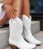 Bottine Santiag Haute en Daim pour Femme
