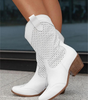 Bottine Santiag Haute en Daim pour Femme