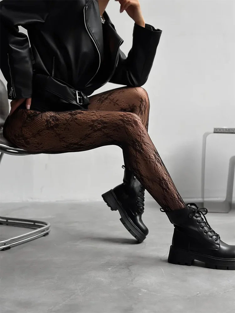 Collant en Résille Floral Élégant pour Femmes