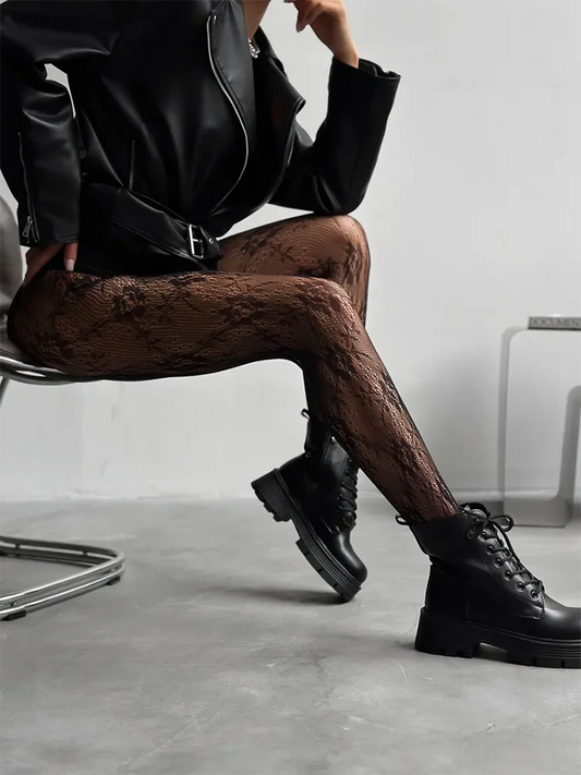 Collant en Résille Floral Élégant pour Femmes