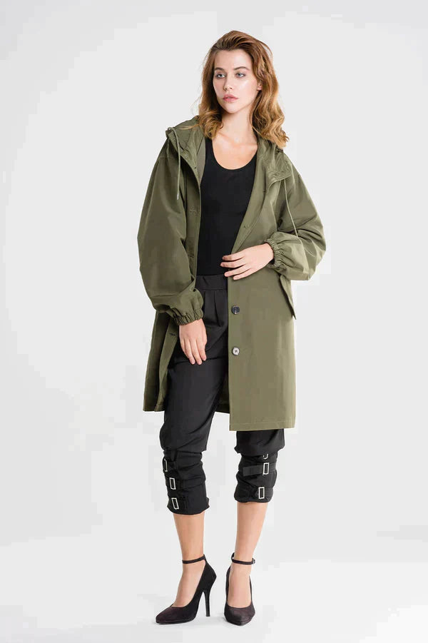 Imperméable Élégant à Capuche pour Femmes