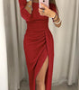 Robe Midi Brillante Épaules Dénudées pour Femme | Idéale pour les Sorties