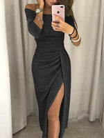 Robe Midi Brillante Épaules Dénudées pour Femme | Idéale pour les Sorties