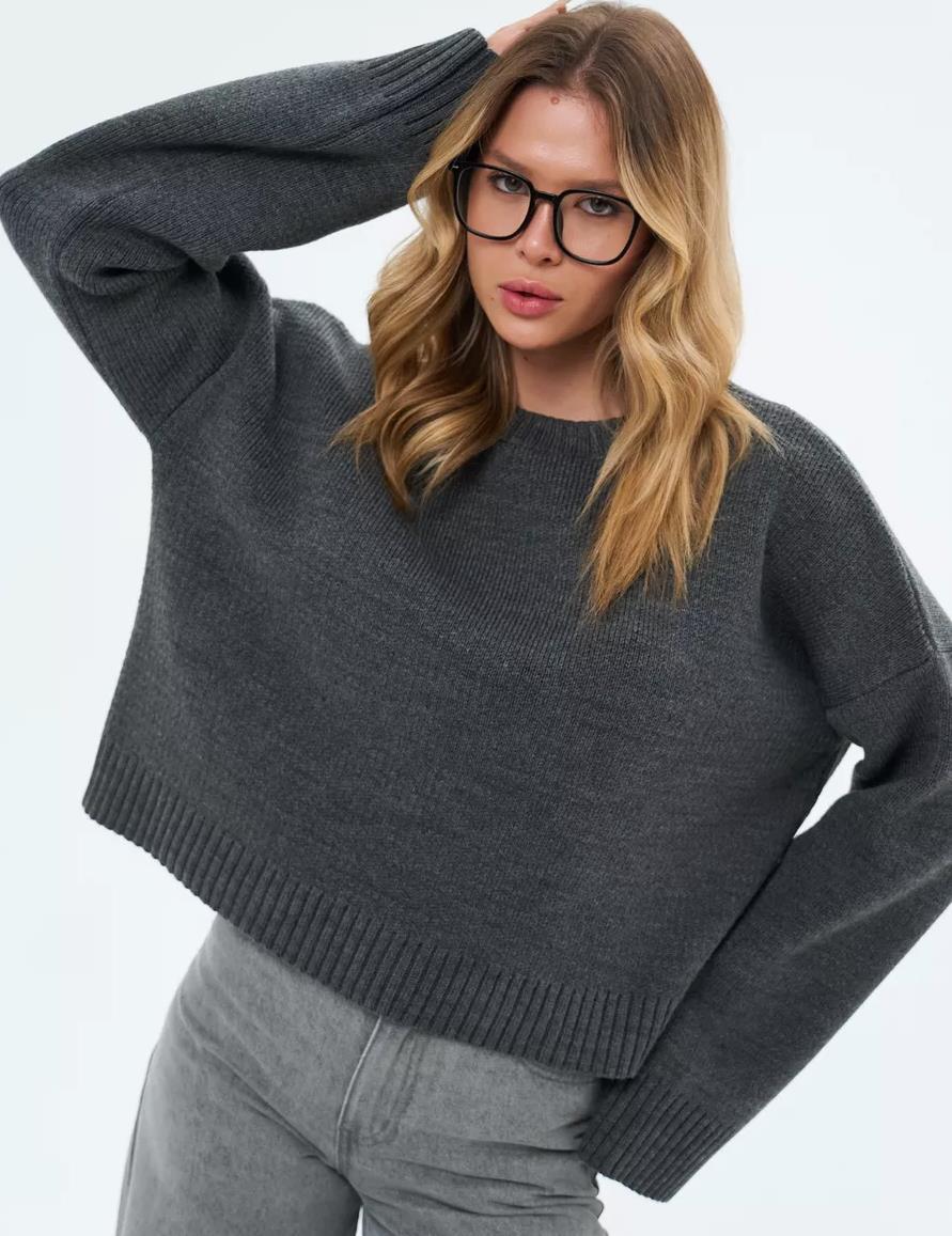 Pull Oversize à Col Montant Côtelé pour Femme