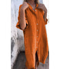 Robe Chemise Décontractée en Coton et Lin pour Femmes